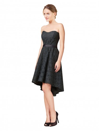 Slate Grey Sweetheart Sleeveless A-Line High Low Bridesmaid Dress Townsville