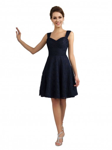 Dark Navy Sweetheart Sleeveless A-Line Bridesmaid Dresses Townsville