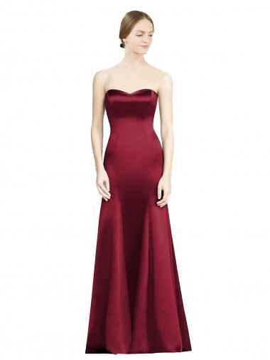 Burgundy Sweetheart Sleeveless Satin Mermaid Bridesmaid Dress Townsville