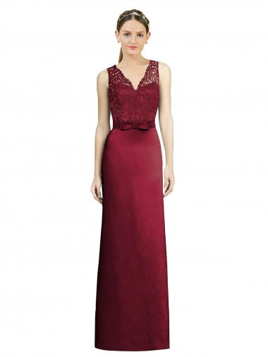 Burgundy V-Neck Sleeveless A-Line Bridesmaid Dress Townsville