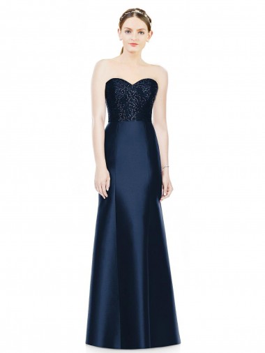 Dark Navy Strapless Sleeveless Mermaid Evening Dress / Bridesmaid Dress Townsville