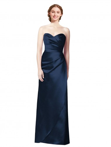 Dark Navy Strapless Sleeveless A-Line Bridesmaid Dress Townsville