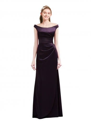 Grape Off the Shoulder Cap Sleeves A-Line Bridesmaid Dress Townsville