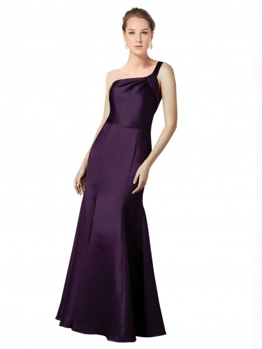 Grape One Shoulder Sleeveless Mermaid Prom Dress / Bridesmaid Dress Townsville