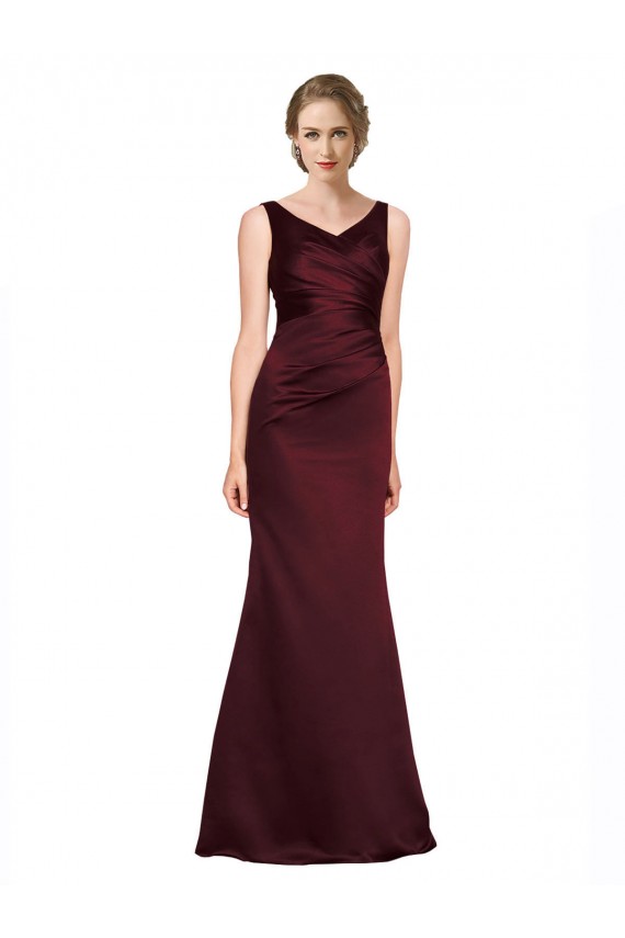 Burgundy V-Neck Sleeveless Low Back A-Line Black Tie Evening Gown / Prom Dress / Bridesmaid Dress Townsville