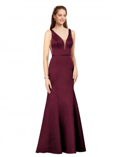 Burgundy V-Neck Sleeveless V-Back Sheath Formal Evening Gown / Prom Dress / Bridesmaid Dress Townsville