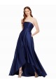 Dark Navy Strapless Sleeveless Low Back A-Line High Low Evening Gown / Prom Dress / Bridesmaid Dress Townsville