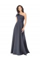 Slate Grey One Shoulder Sleeveless Satin A-Line Formal Evening Gown / Prom Dress / Bridesmaid Dress Townsville