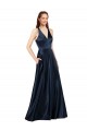 Dark Navy V-Neck Sleeveless Keyhole Back A-Line Formal Evening Gown / Prom Dress / Bridesmaid Dress Townsville