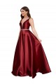 Burgundy V-Neck Sleeveless V-Back A-Line Formal Plus Size Evening Gown / Prom Dress / Bridesmaid Dress Townsville