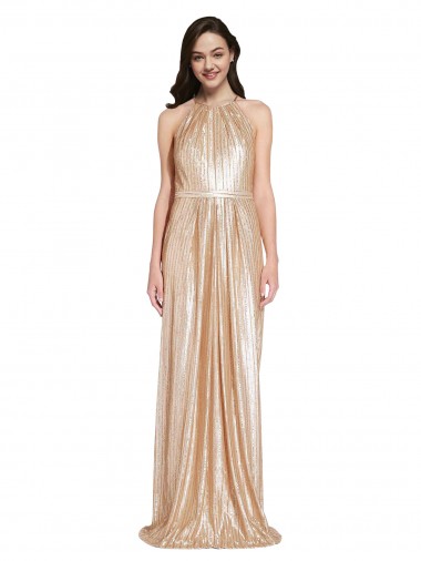 Gold High Neck Sleeveless Sheath Formal Evening Gown / Prom Dress / Bridesmaid Dress Townsville