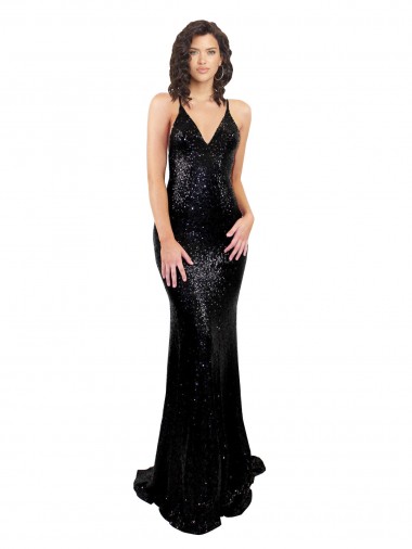 Black V-Neck Sleeveless Open Back Mermaid Black Tie Evening Gown / Prom Dress / Bridesmaid Dress Townsville