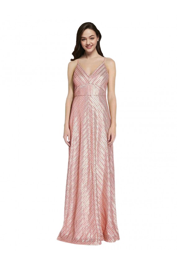 Rose Gold V-Neck Sleeveless Low Back Sheath Formal Evening Gown / Prom Dress / Bridesmaid Dress Townsville