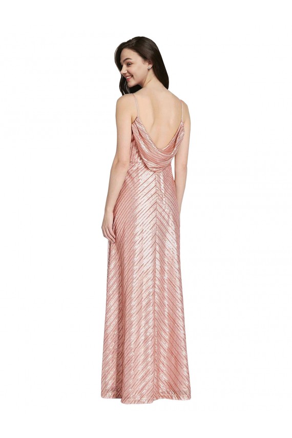 Rose Gold V-Neck Sleeveless Low Back Sheath Formal Evening Gown / Prom Dress / Bridesmaid Dress Townsville