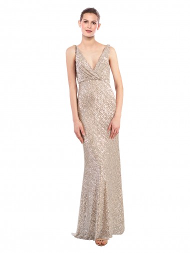 Silver V-Neck Sleeveless V-Back Sheath Formal Evening Gown / Prom Dress / Bridesmaid Dress Townsville