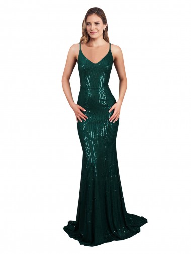 Dark Green V-Neck Sleeveless Low Back Mermaid Formal Evening Gown / Prom Dress / Bridesmaid Dress Townsville