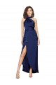 Sapphire High Neck Sleeveless A-Line High Low Evening Gown / Prom Dress / Bridesmaid Dress Townsville