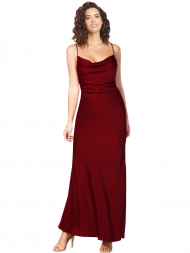 Burgundy Cowl Neck Sleeveless Low Back Sheath Black Tie Evening Gown / Prom Dress / Bridesmaid Dress Townsville