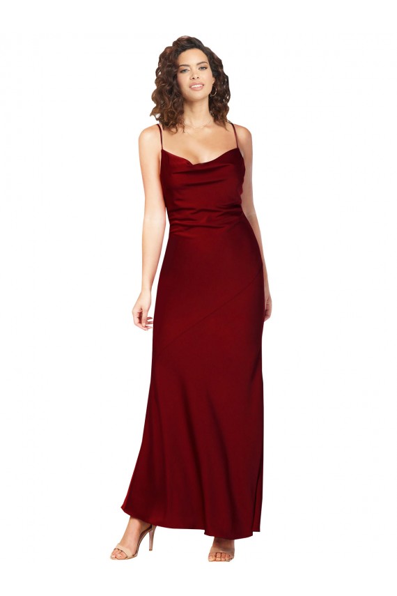 Burgundy Cowl Neck Sleeveless Low Back Sheath Black Tie Evening Gown / Prom Dress / Bridesmaid Dress Townsville