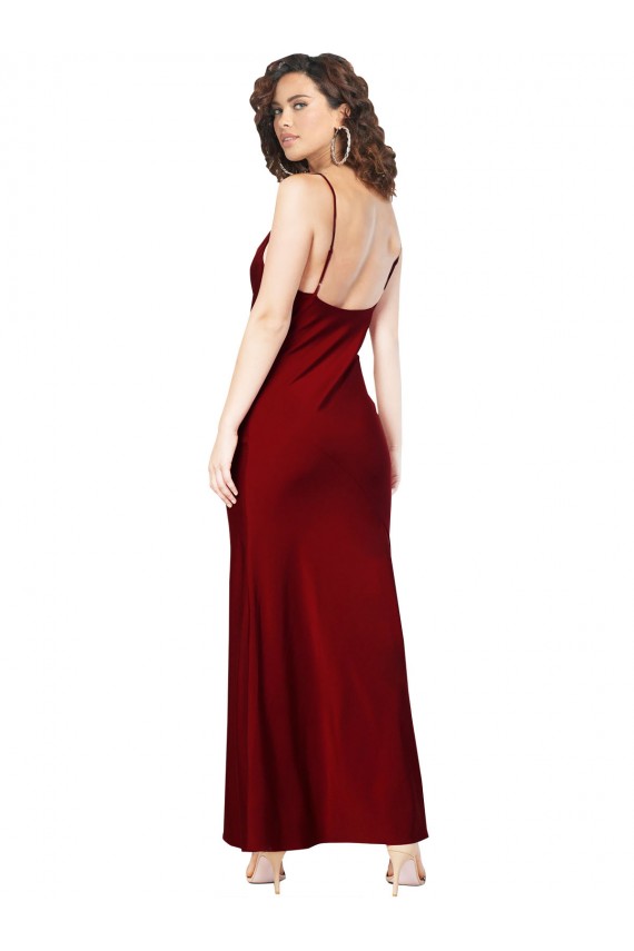 Burgundy Cowl Neck Sleeveless Low Back Sheath Black Tie Evening Gown / Prom Dress / Bridesmaid Dress Townsville