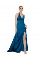 Peacock Blue Halter Neck Sleeveless Open Back A-Line Formal Evening Gown / Prom Dress / Bridesmaid Dress Townsville