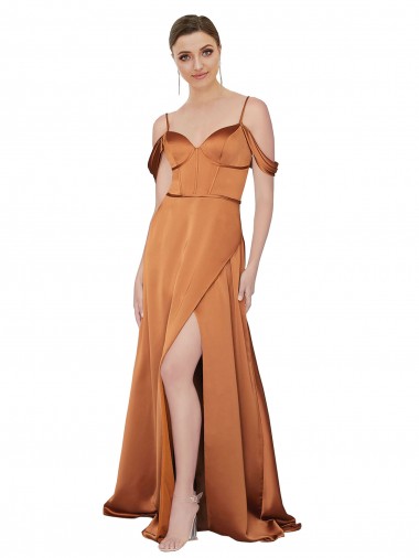 Orange Sweetheart Cold Shoulder Low Back A-Line Formal Evening Gown / Prom Dress / Bridesmaid Dress Townsville