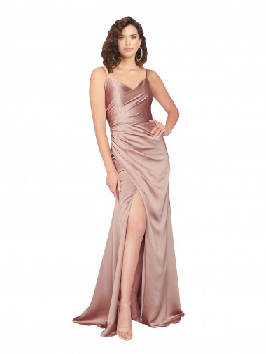 Dusty Pink V-Neck Sleeveless V-Back Sheath Black Tie Evening Gown / Prom Dress / Bridesmaid Dress Townsville