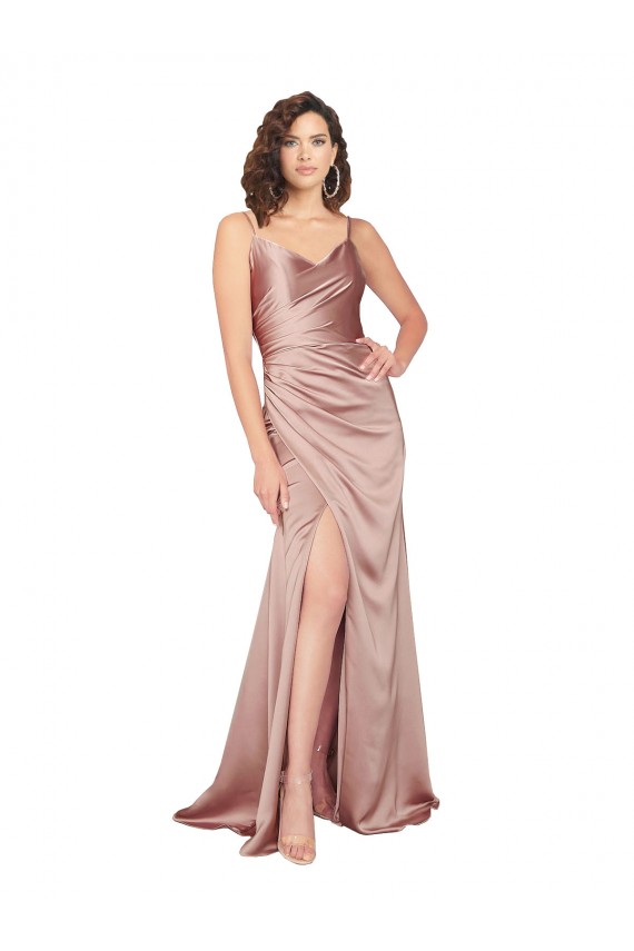 Dusty Pink V-Neck Sleeveless V-Back Sheath Black Tie Evening Gown / Prom Dress / Bridesmaid Dress Townsville