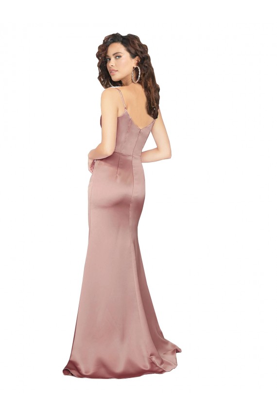 Dusty Pink V-Neck Sleeveless V-Back Sheath Black Tie Evening Gown / Prom Dress / Bridesmaid Dress Townsville