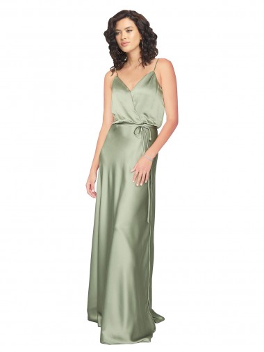 Smoke Green V-Neck Sleeveless V-Back A-Line Formal Evening Gown / Bridesmaid Dress Townsville