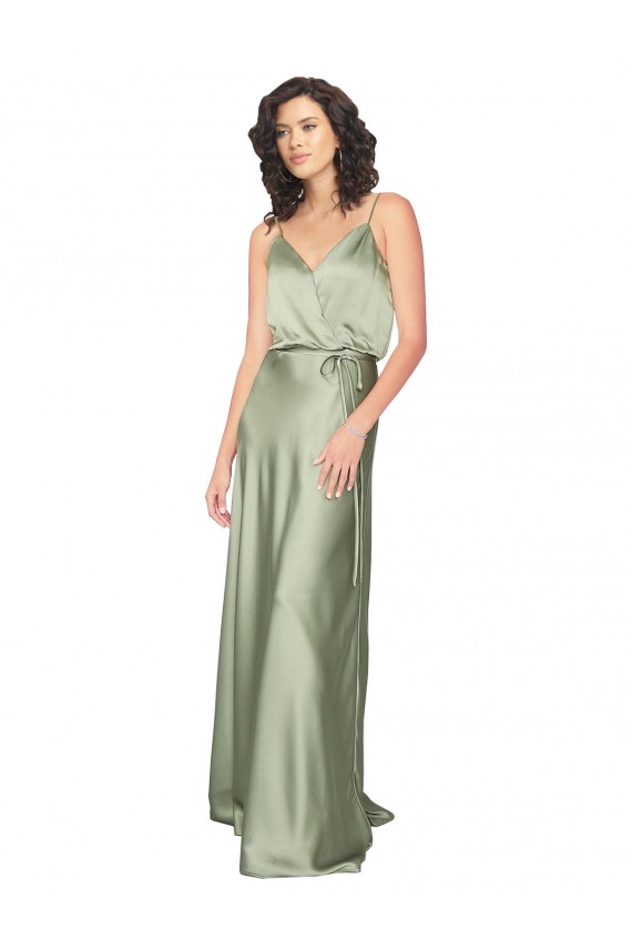 Smoke Green V-Neck Sleeveless V-Back A-Line Formal Evening Gown / Bridesmaid Dress Townsville