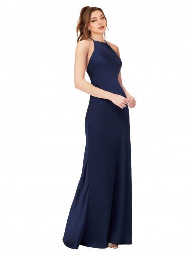 Sapphire High Neck Sleeveless Open Back Sheath Formal Evening Gown / Prom Dress / Bridesmaid Dress Townsville