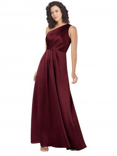 Burgundy One Shoulder Sleeveless A-Line Formal Evening Gown / Prom Dress / Bridesmaid Dress Townsville