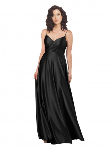 Black V-Neck Sleeveless Low Back A-Line Formal Dress / Bridesmaid Dress Townsville