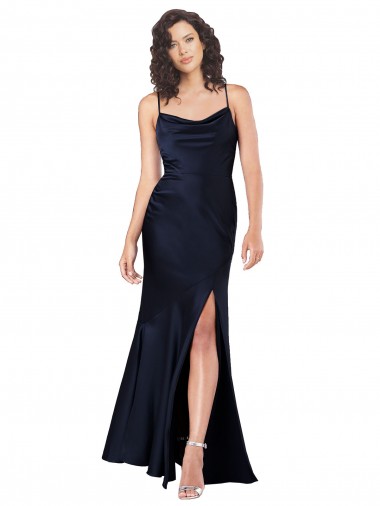 Dark Navy Cowl Neck Sleeveless A-Line Black Tie Evening Gown / Prom Dress / Bridesmaid Dress Townsville