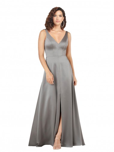 Pearl Grey V-Neck Sleeveless A-Line Formal Evening Gown / Prom Dress / Bridesmaid Dress Townsville