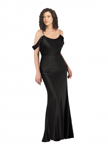 Black Off the Shoulder Sleeveless Low Back A-Line Formal Dress / Bridesmaid Dress Townsville