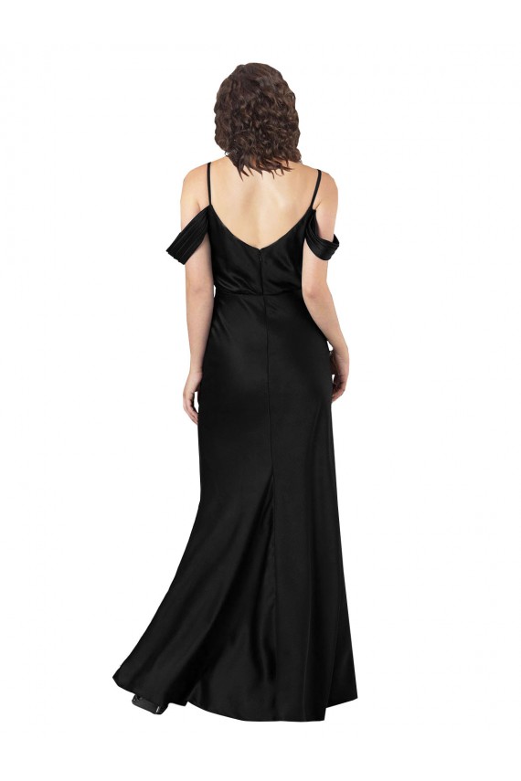 Black Off the Shoulder Sleeveless Low Back A-Line Formal Dress / Bridesmaid Dress Townsville