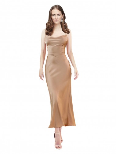 Rose Gold Cowl Neck Sleeveless Open Back Sheath Formal Evening Gown / Prom Dress / Bridesmaid Dress Townsville