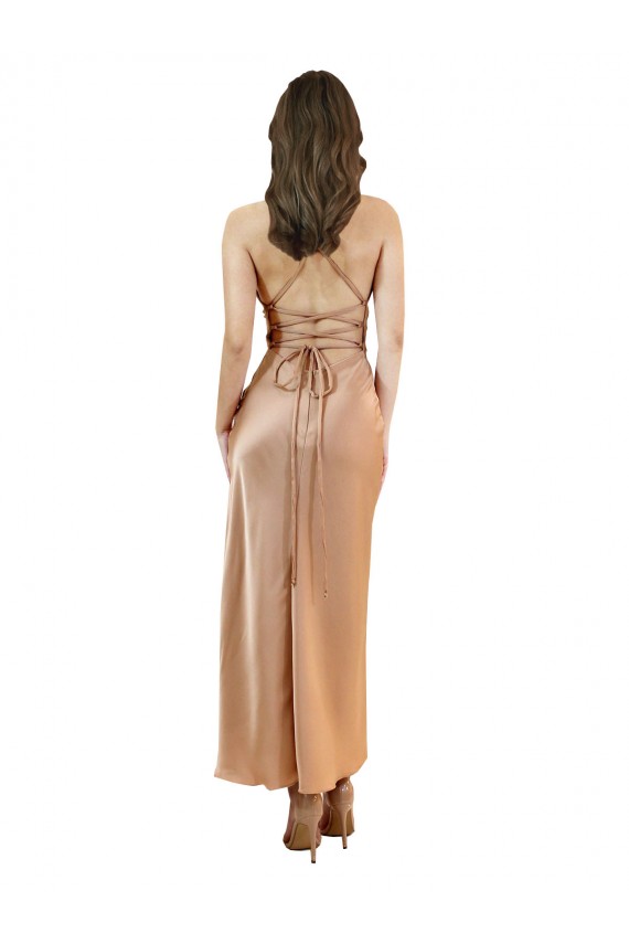 Rose Gold Cowl Neck Sleeveless Open Back Sheath Formal Evening Gown / Prom Dress / Bridesmaid Dress Townsville