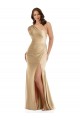 Soft Gold One Shoulder Sleeveless Mermaid Formal Plus Size Evening Gown / Prom Dress / Bridesmaid Dress Townsville