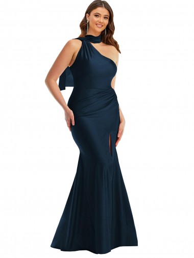 Dark Navy Halter Neck Sleeveless Mermaid Formal Plus Size Evening Gown / Prom Dress / Bridesmaid Dress Townsville