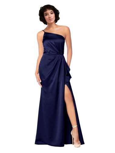 Sapphire One Shoulder Sleeveless A-Line Black Tie Evening Gown / Prom Dress / Bridesmaid Dress Townsville