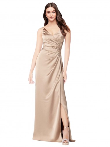 Champagne Pink V-Neck Sleeveless Low Back A-Line Formal Evening Gown / Prom Dress / Bridesmaid Dress Townsville