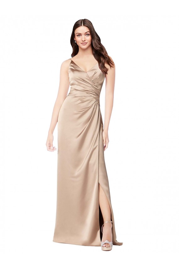 Champagne Pink V-Neck Sleeveless Low Back A-Line Formal Evening Gown / Prom Dress / Bridesmaid Dress Townsville