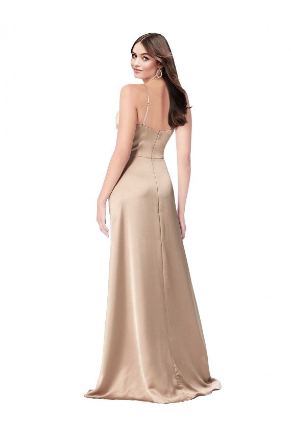 Champagne Pink V-Neck Sleeveless Low Back A-Line Formal Evening Gown / Prom Dress / Bridesmaid Dress Townsville