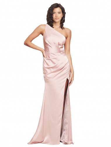 Pink One Shoulder Sleeveless Low Back Sheath Formal Evening Gown / Prom Dress / Bridesmaid Dress Townsville