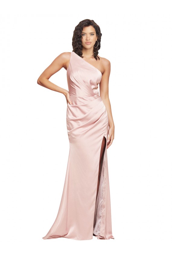 Pink One Shoulder Sleeveless Low Back Sheath Formal Evening Gown / Prom Dress / Bridesmaid Dress Townsville