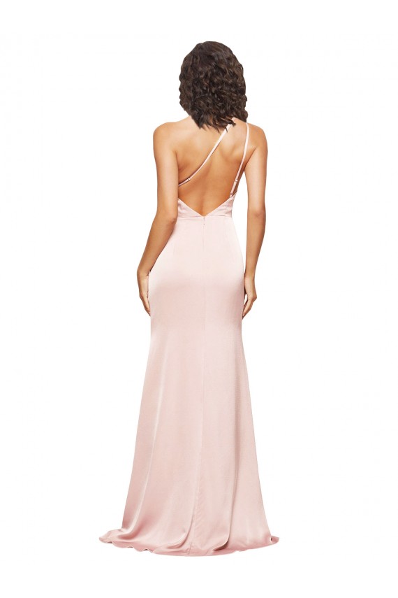 Pink One Shoulder Sleeveless Low Back Sheath Formal Evening Gown / Prom Dress / Bridesmaid Dress Townsville