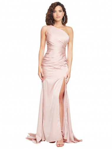 Pink One Shoulder Sleeveless Sheath Black Tie Evening Dress / Prom Dress / Bridesmaid Dress Townsville